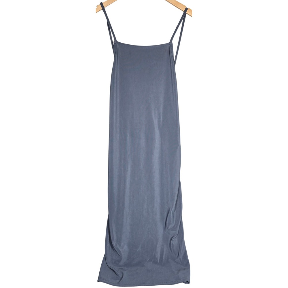 Leith Womens XL Gray Blue Midi Dress Sleeveless‎ Spaghetti Strap Backless